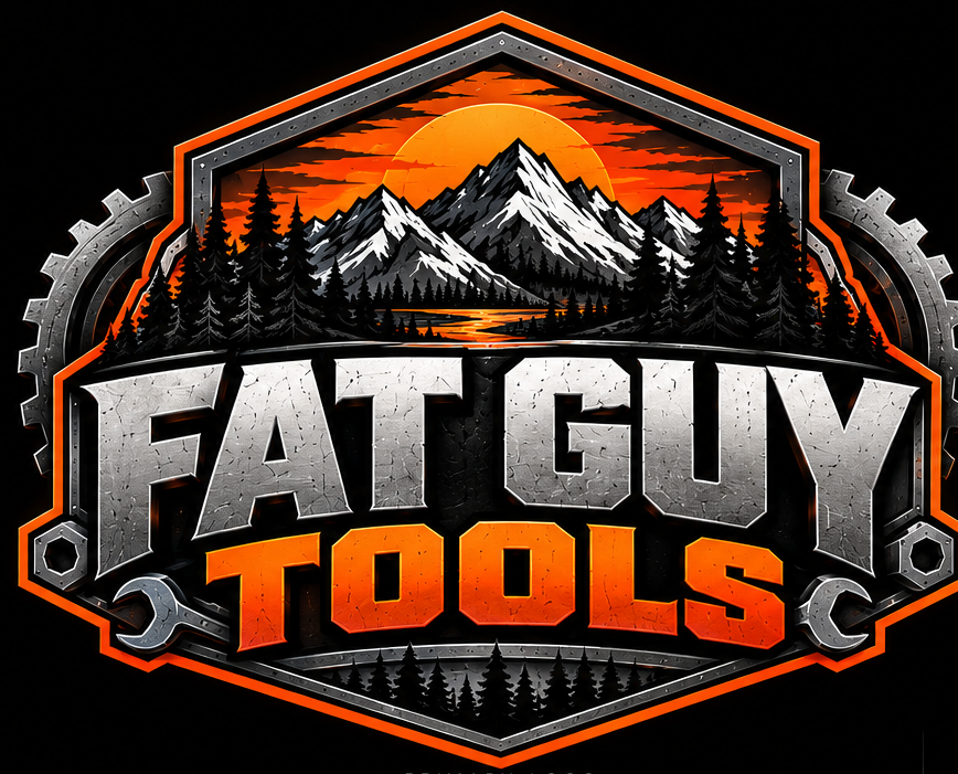 Fat Guy Tools mountain and tools badge